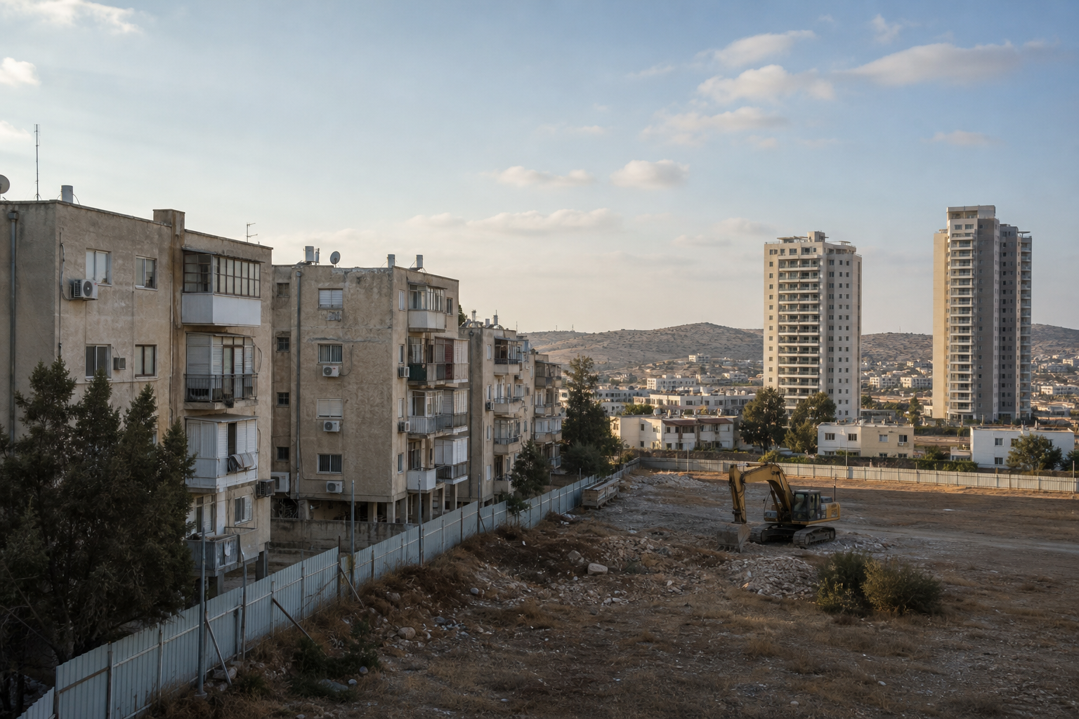 שיכונים ותיקים לצד קרקע פנויה ואתר התחדשות עירונית שאינו פעיל