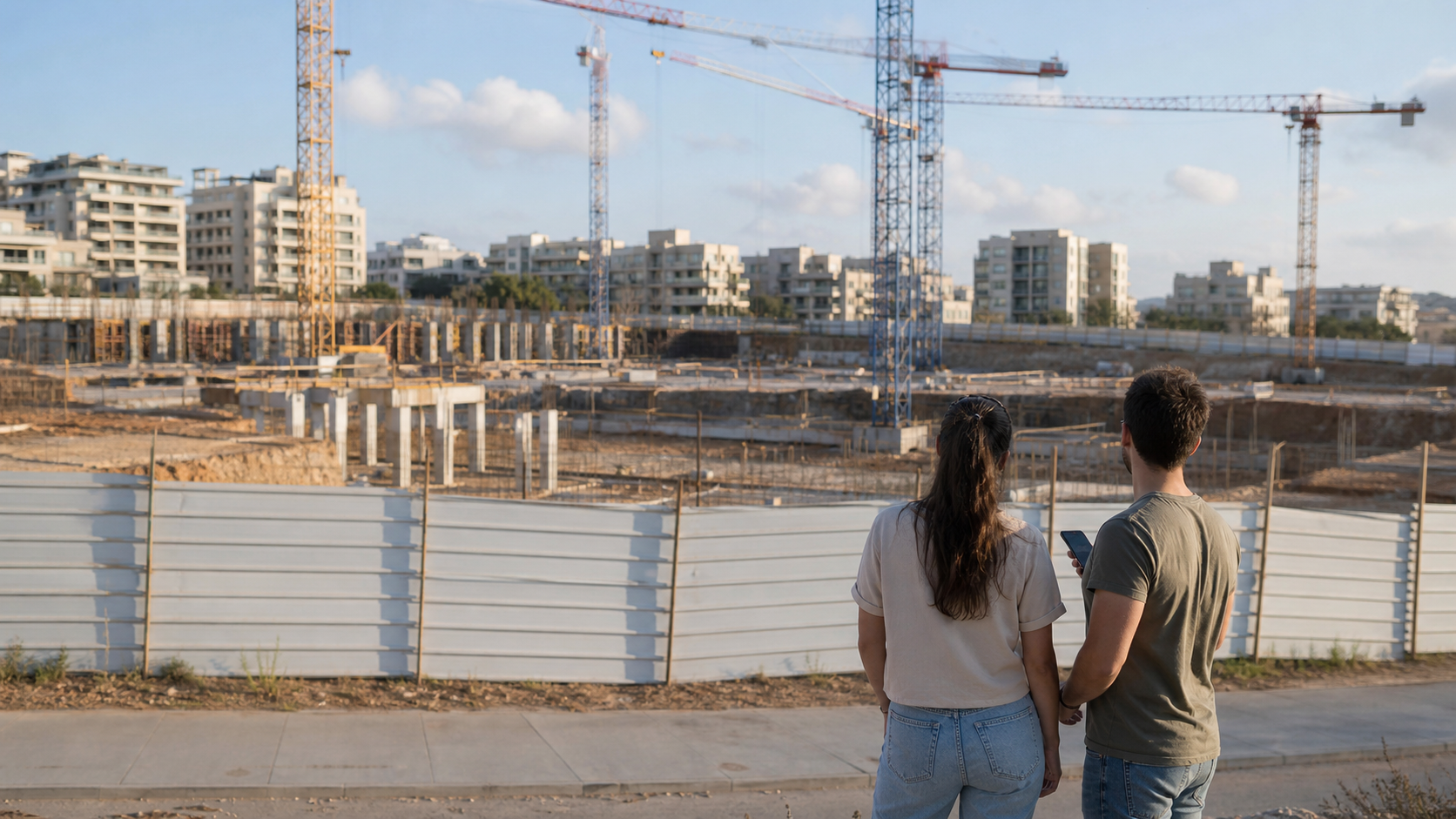 שכונת מגורים חדשה בבנייה הממתינה לפתיחת הגרלת דיור מוזל